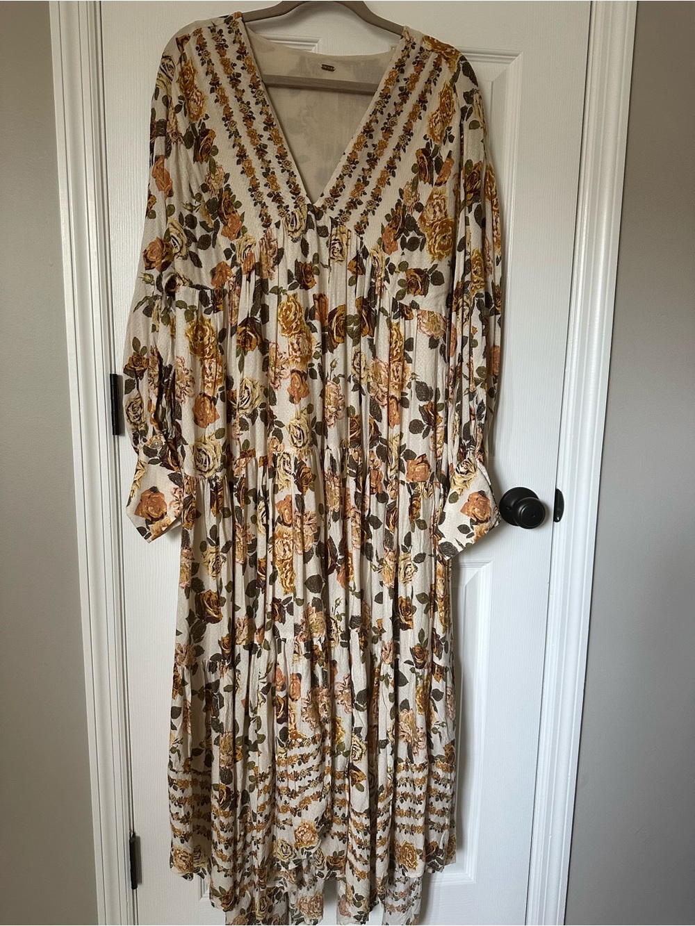 Free People Floral Maxi Dress - Cream and yellow